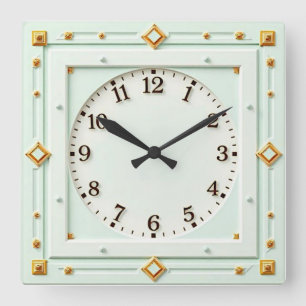 Art Deco Mint Square Wall Clock