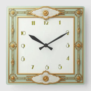 Art Deco Mint Square Wall Clock