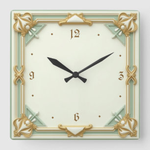 Art Deco Mint Square Wall Clock