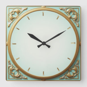 Art Deco Mint Square Wall Clock