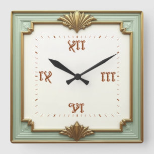 Art Deco Mint Square Wall Clock
