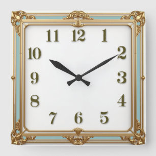 Art Deco Mint Square Wall Clock