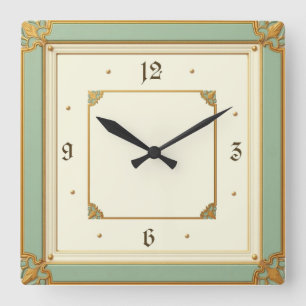 Art Deco Mint Square Wall Clock