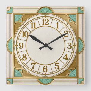 Art Deco Mint Square Wall Clock