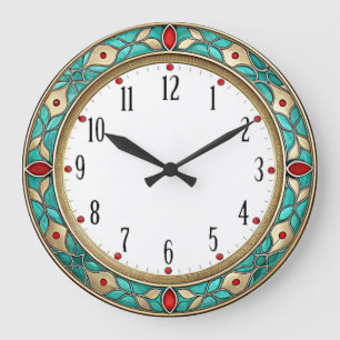 Art Deco Mint Wall Large Clock