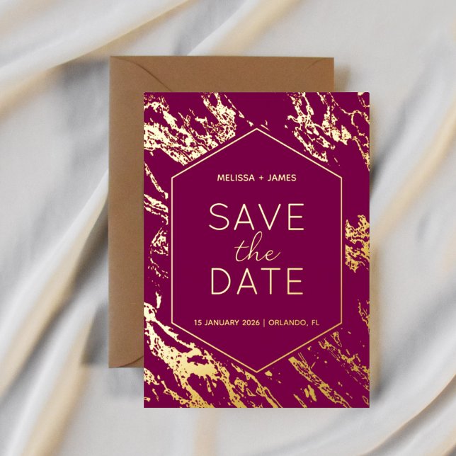 Art Deco Modern Hexagon Wedding Save the Date (Creator Uploaded)