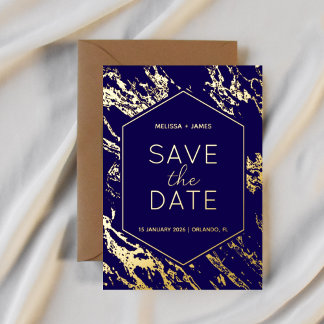 Art Deco Modern Hexagon Wedding Save the Date