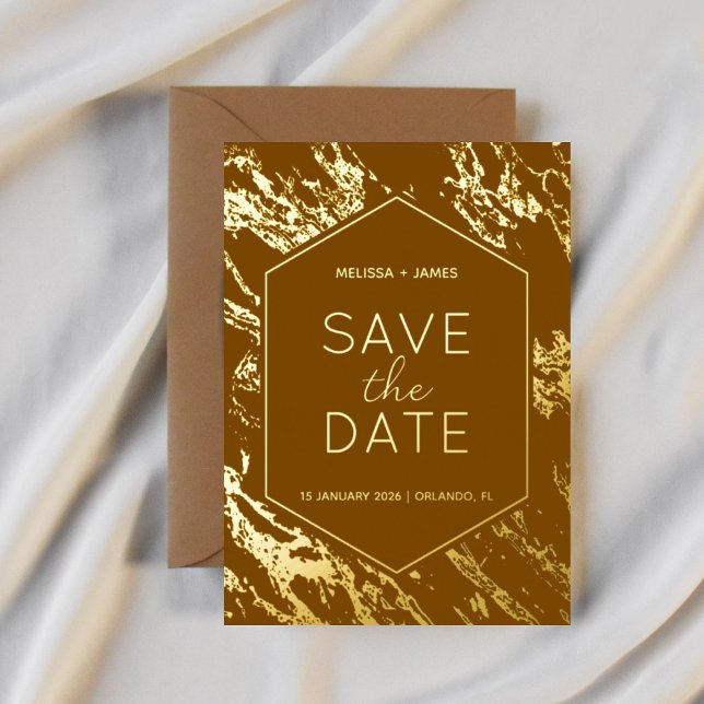 Art Deco Modern Hexagon Wedding Save the Date (Creator Uploaded)