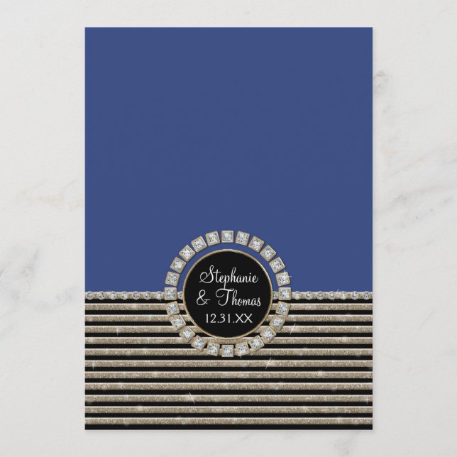 Art Deco Modern Horizontal Stripe Glitter Look Menu (Front)