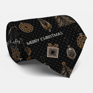 Art deco modern ornamental decor vintage black gol tie