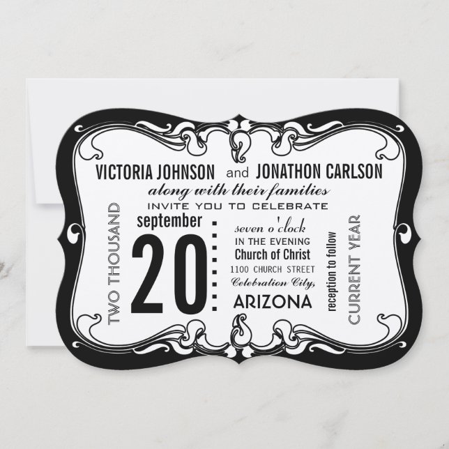Art Deco Modern Wedding  Invitation (Front)