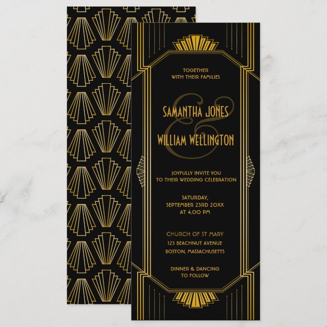 Art Deco Modern Wedding Invitation (Front/Back)