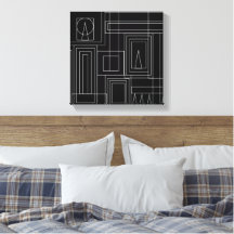Art Deco Monochrome Print Wrapped Canvas