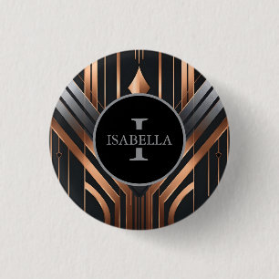 Art Deco Monogram Circle Name Design 3 Cm Round Badge