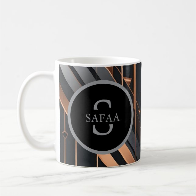 Art Deco Monogram Circle Name Design Coffee Mug (Left)