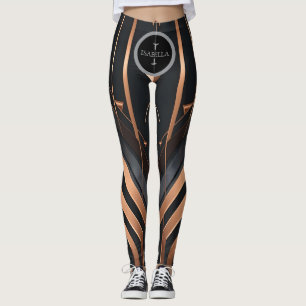 Art Deco Monogram Circle Name Design Leggings