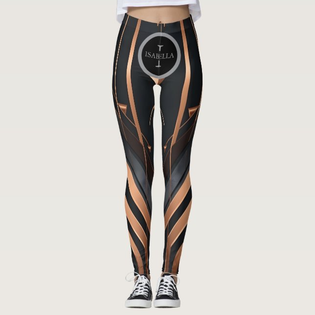 Art Deco Monogram Circle Name Design Leggings (Front)