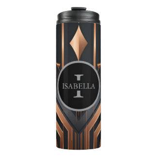 Art Deco Monogram Circle Name Design Thermal Tumbler