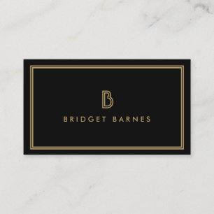 ART DECO MONOGRAM INITIAL LOGO in GOLD and BLACK Business Card