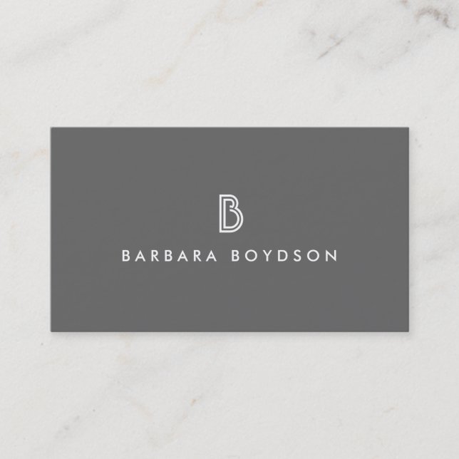 ART DECO MONOGRAM INITIAL LOGO in GRAY and WHITE Business Card (Front)