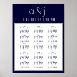Art Deco Monogram Wedding 150 Guest Seating Chart