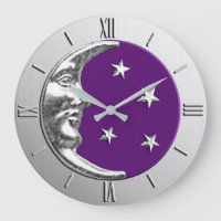 Art Deco Moon and Stars - Amethyst Purple & Silver