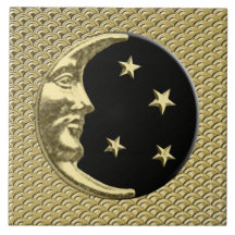 Art Deco Moon and stars - Black and Gold