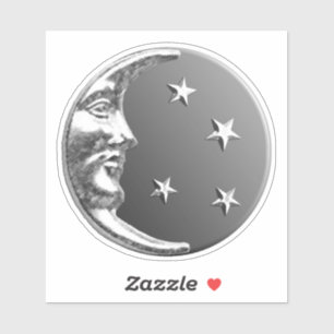 Art Deco Moon and stars - Grey / Grey and Silver