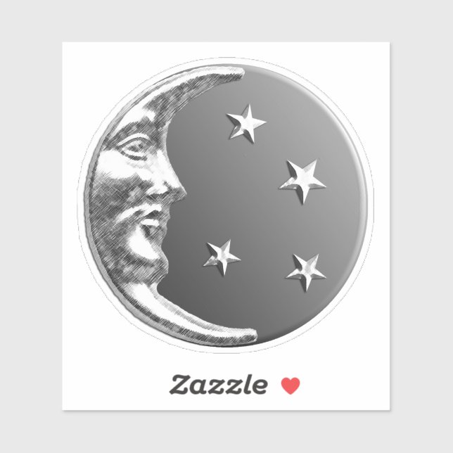 Art Deco Moon and stars - Grey / Grey and Silver (Sheet)