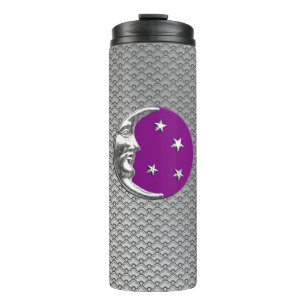Art Deco Moon and Stars, Turquoise & Silver Thermal Tumbler