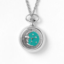 Art Deco Moon and stars - Turquoise & Silver