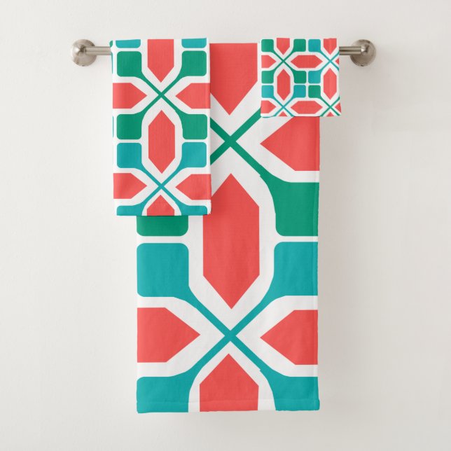 Art Deco Mosaic  Bath Towel Set (Insitu)