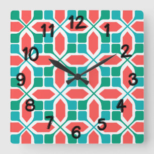 Art Deco Mosaic  Square Wall Clock