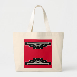 Art Deco Motif in B&W and Red Large Tote Bag