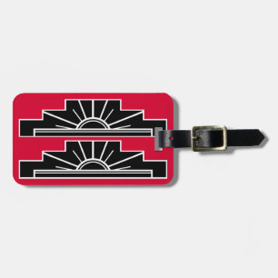 Art Deco Motif in B&W and Red Luggage Tag