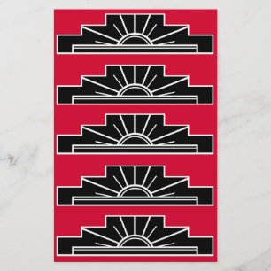 Art Deco Motif in B&W and Red Stationery