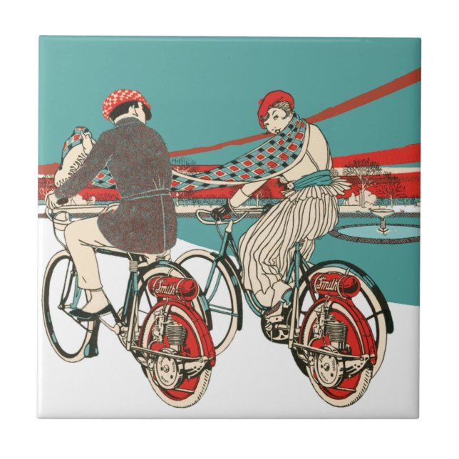 Art Deco Motorcycling Tile (Front)