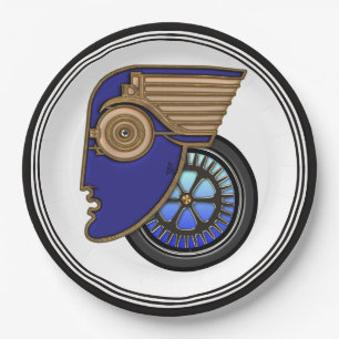 Art Deco Motorhead Paper Plate