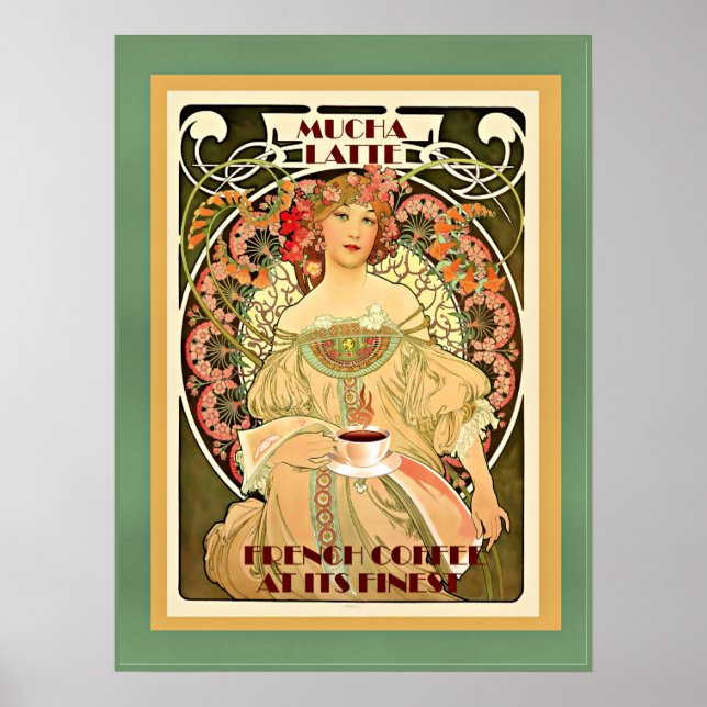 Art deco Mucha Latte vintage poster (Front)
