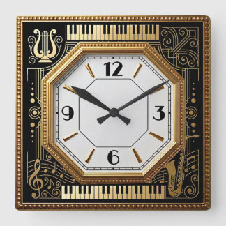 Art Deco Music Square Wall Clock