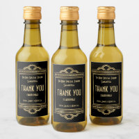 Art Deco Names Recipient Thankyou Favour Black Gol