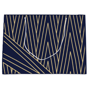 Art Deco Navy and Gold   Large Gift Bag