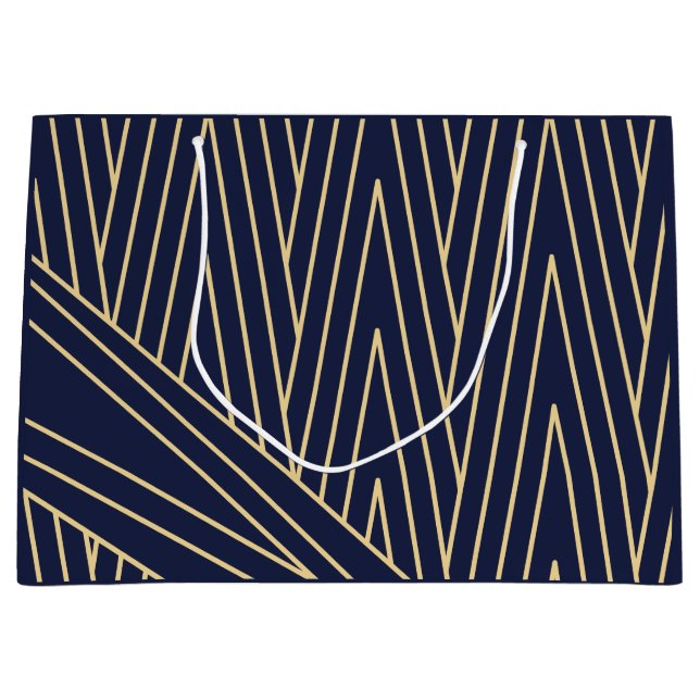 Art Deco Navy and Gold   Large Gift Bag (Front)