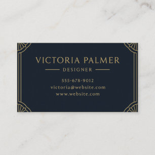 Art Deco Navy and Gold Luxury Business Card