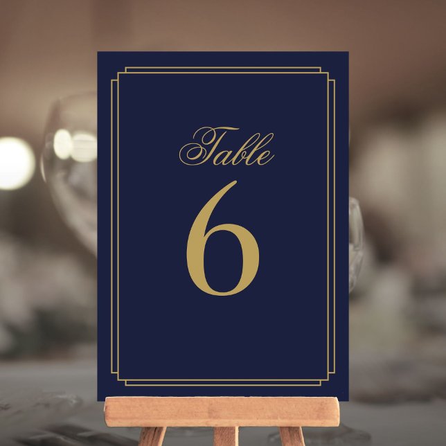 Art Deco Navy Blue And Gold Table Number (Art Deco Navy Blue And Gold Table Number)