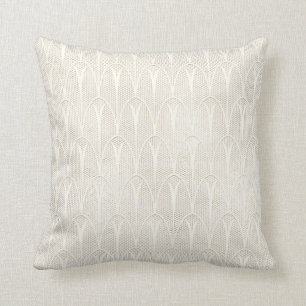 Art Deco Net Delicate Creamy Ivory Beige Vintage Cushion