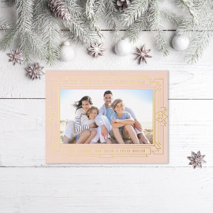 Art Deco New Year Photo Foil Holiday Postcard