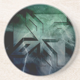 Art Deco Ninja Star Icon, Galaxy lightning overlay Coaster