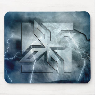 Art Deco Ninja Star Icon lightning overlay Mouse Mat