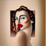 Art Deco No.1 - Lips Red. Faux Canvas Print<br><div class="desc">Digital Art by Tooples Art. This piece is called 'Lips Red' and is of a beautiful portrait of a woman in the art deco style.</div>